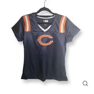 NFL Chicago Bears Team Apparel  Rhinestone Jersey Tee Navy Orange Medium